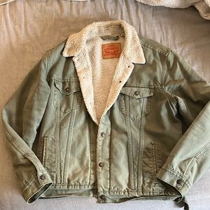 Levi’s Men's Sherpa-Lined Olive Green Jacket